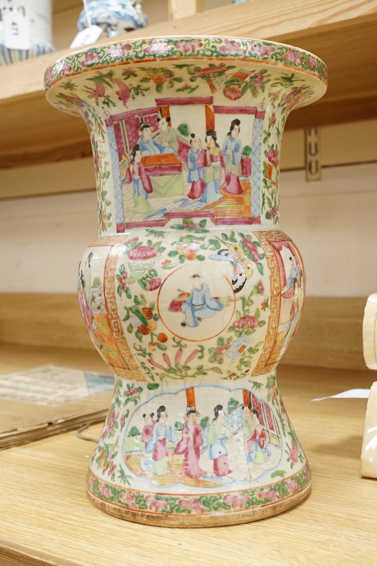 A mid 19th century Chinese famille rose vase, 34cm high (a.f.)